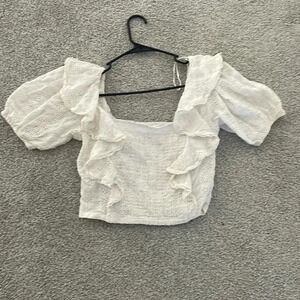 Astr the label size medium white crop top feminine ruffle neutral